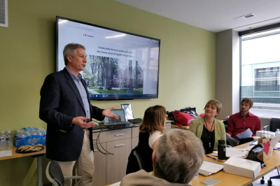 Manager giving speech to the employees
