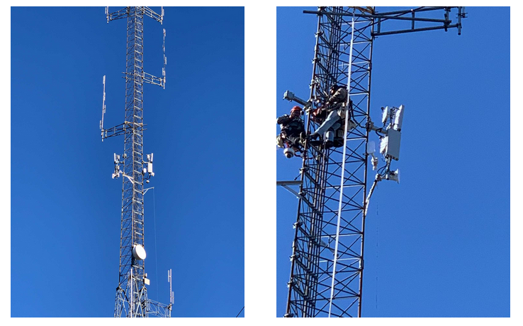 Workers installing multiple antennas to provide better service